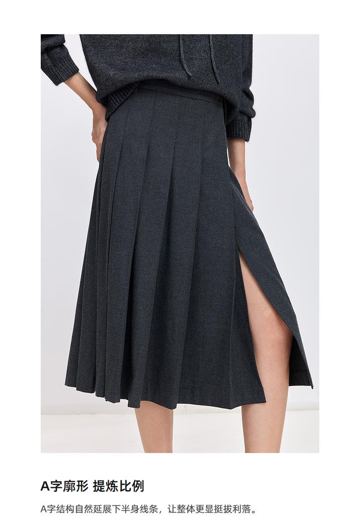 LILY Grey Pleated Half Skirt