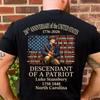 Custom Name Descendant of a Patriot Tshirt, Happy 250th Birthday United States