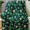Green Clover Print Throw Blanket Soft Flannel Warm Blanket Lucky Shamrock Pattern Sofa Bed St Patrick Home Decor Gift