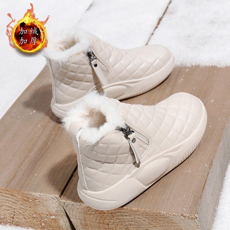 Женская обувь из хлопка, зимняя новая обувь 2024 года, бархатные ботинки для женщин-студенток, теплые повседневные женские зимние ботинки на толстой подошве