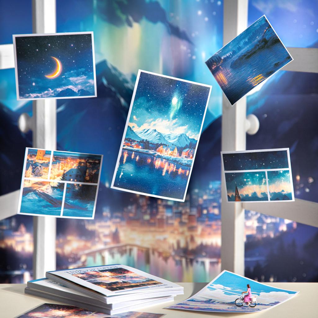 1book/30Pcs Beautiful City Scenery Stickers Japanese Literary Street DIY Handmade Album Scrapbooking Decorative Paper Supplies