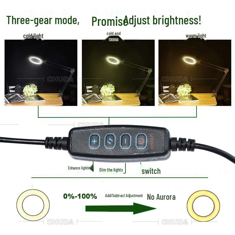 Профессиональная светодиодная настольная лампа-лупа