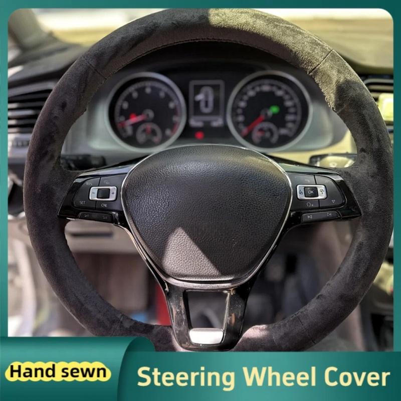 Car Steering Wheel Cover For Volkswagen VW Golf 7 Mk7 New Polo Jetta Passat B8 Tiguan Sharan Suede Steering Wrap Car Accessories