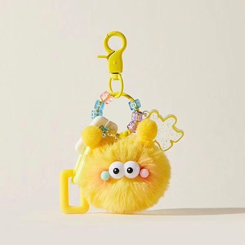 Fluffy Soot Ball Keychain Plush Toy Hanging Ornament for Car Keys Backpack Purse Cute Doll Accessory for Girls