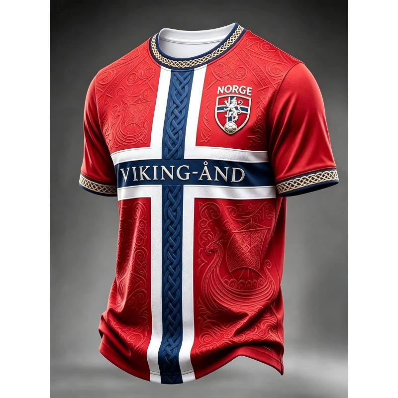 Summer Men's Football 3D Printed Crew Neck T-Shirt