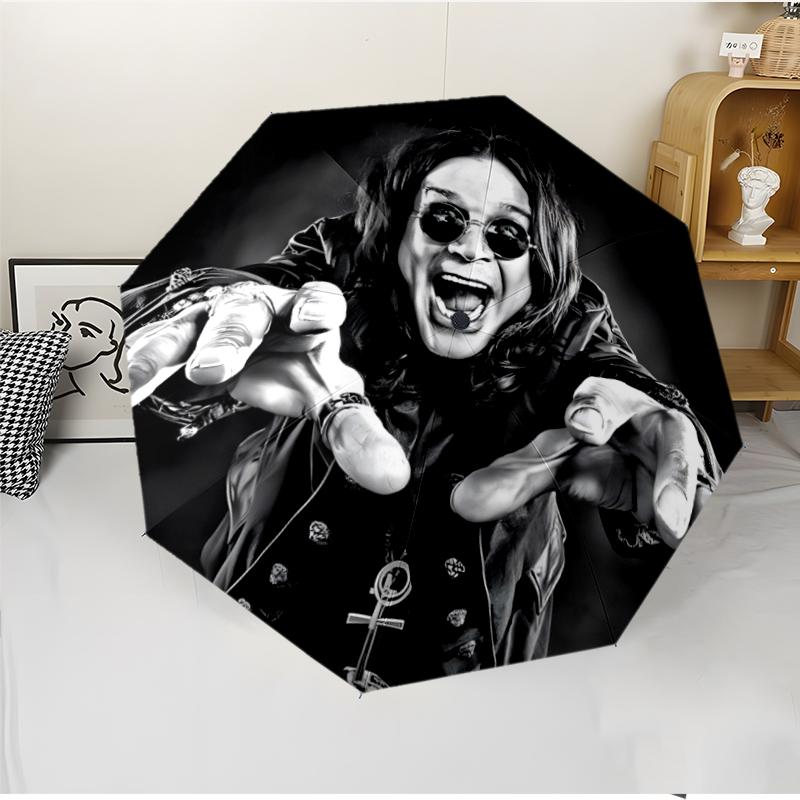Ozzy Osbourne Fashionable Automatic Opening/Closing Folding Umbrella. Portable and Foldable, Ideal for Gift, Travel, and Daily Use.