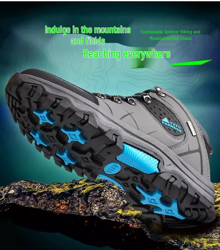 Мужские водонепроницаемые кожаные походные ботинки - Утепленные, средней высоты, морозостойкие для осени и зимы