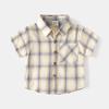 Summer Boys' Short-Sleeved Plaid Shirt, Baby Boy Polo Shirt, Half-Sleeved Collared Top, Pure Cotton Kidsren's Shirt, Kidsren's Clothing