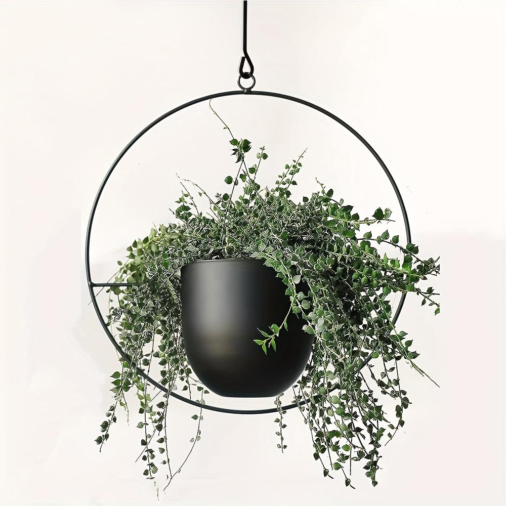 1 Pc Modern Metal Hanging Planter - Sleek Wall and Ceiling Decor with Hooks for Indoor and Outdoor Plants, Minimalist Flower Pot