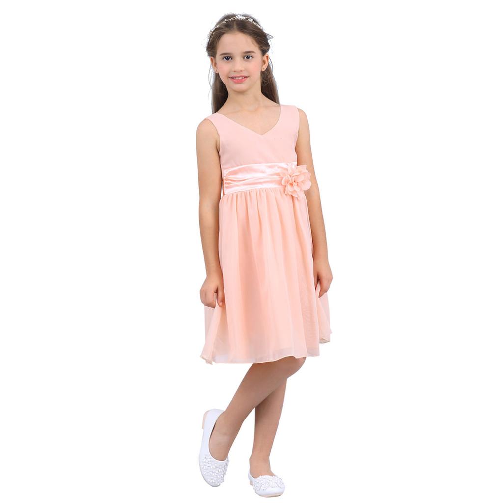 Kids Girls Ball Gown Prom Wedding Bridesmaid Chiffon Summer Party Dress