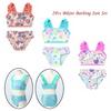 Kids Girls 2PCS Tankini Ruffled Shoulder Straps Printed Crop Top with Bottoms Hawaii Set Bikini Swimwear