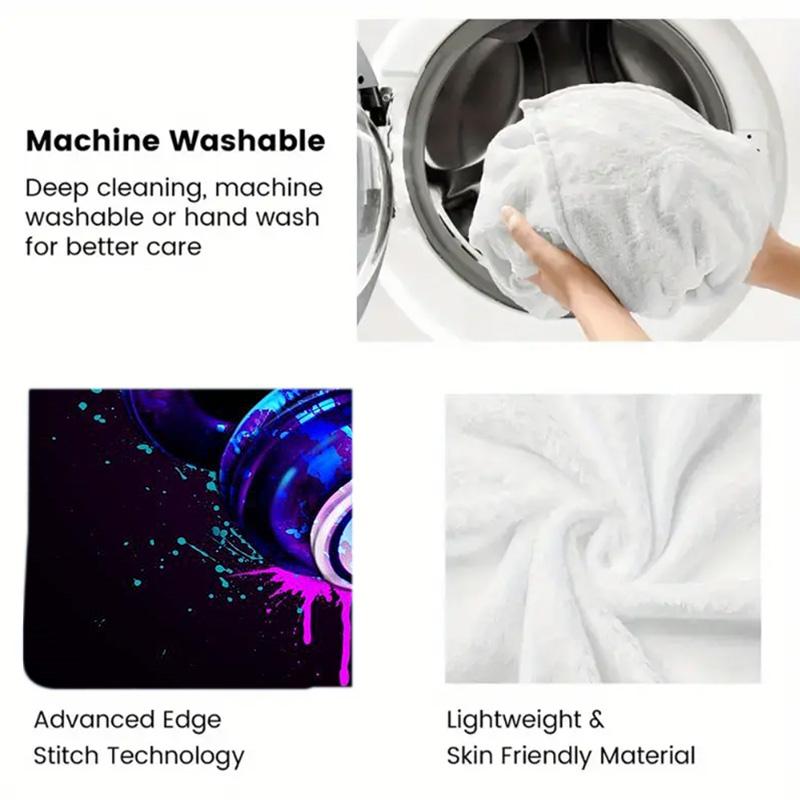 Neon-colored headphones 2D Flat Pattern Flannel Blanket High quality All Seasons Warmth and Comfort Perfect for Christmas Gifts.MMT0918440