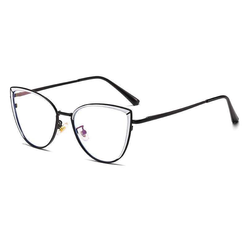 6221 Модные очки Cat's Eye Metal Spring Leg Flat Glasses 2025 Новые персонализированные простые и тонкие очки с защитой от синего света