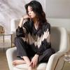 «Пижама для пары с длинными рукавами и рисунком тушью Ice Silk на весну и осень»