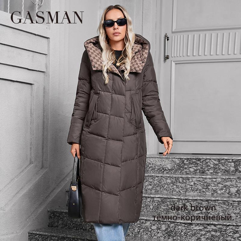 GASMAN 2024 Женская зимняя куртка модная длинная Большой карман Пальто женская брендовая высококачественная парка ветрозащитная теплая пуховая куртка 83510