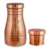 Copper Designer Copper Water Bottle | Pitchers | Water Jug | Bedroom Jar | Bedside Bottle Carafes with Tumbler/Glass with Lid 1250 ML (Hammered)
