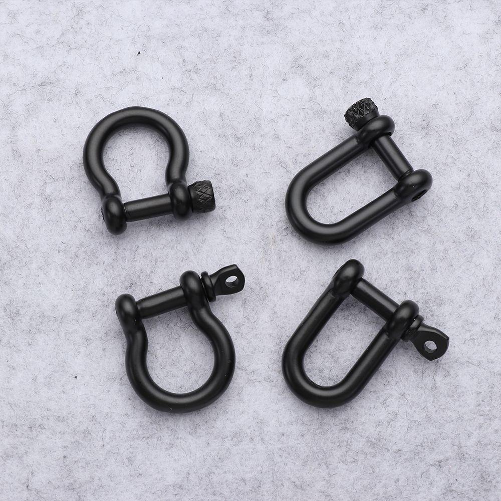 4 Styles Shackle Fob Bracelet Buckle Key Ring Keychain Hook D Bow Staples Solid Carabiner