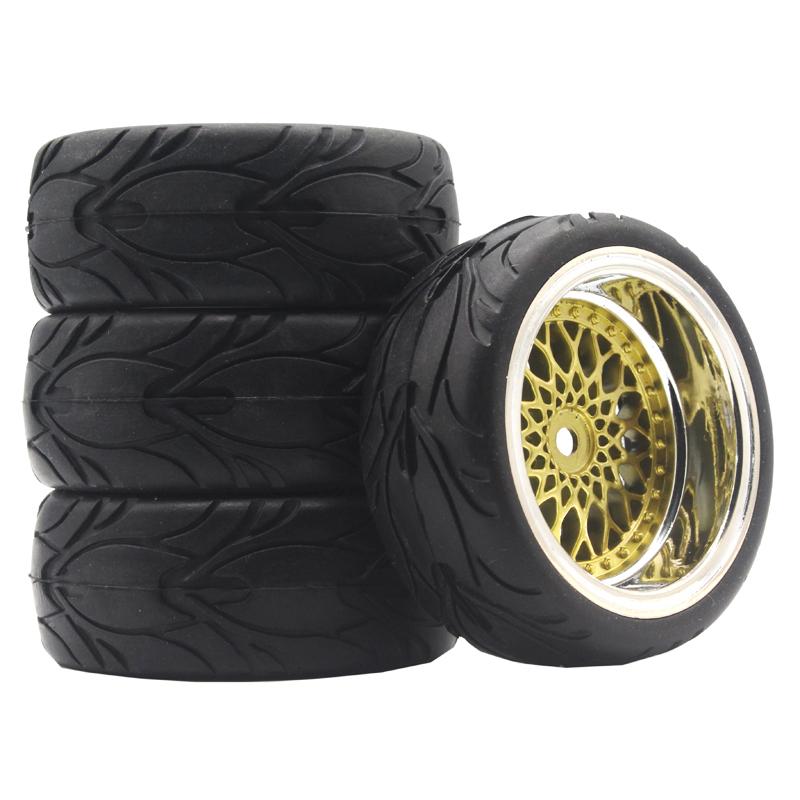 4PCS 65mm 1/10 On Road Wear-Resistant Rubber Tires + Rims for HSP HPI RC Car 94123/94122/CS XI