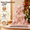 Classic Christmas Country House Windmill Ornament 2D Wooden Rotating Decoration Santa Holiday Decoration for Home Centerpiece Table Mantel