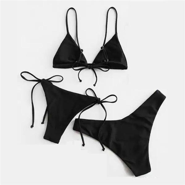 New bikini threepiece swimsuit women's split swimsuit solid color sexy suspender