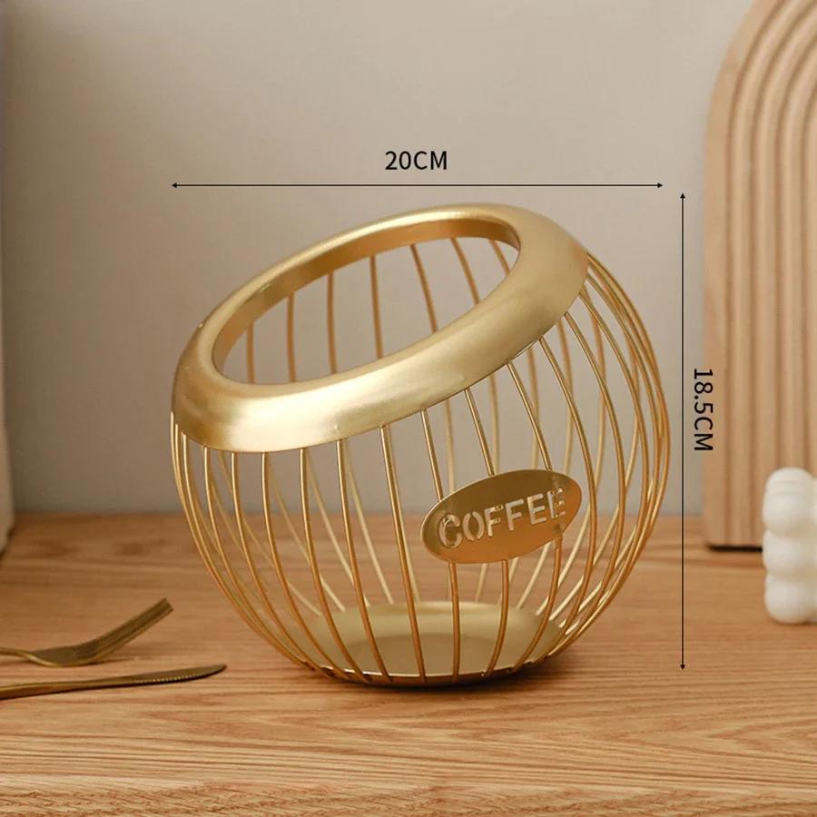 1pc Multi-purposeal Iron Coffee Capsule Organizer Creative Fruit Snack Storage Rack Hollow Pod Diagonal Basket Household Goods