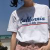 California At 1920 American Vintage Sports Style Pure Cotton Shoulder Short Sleeve T-shirt Women