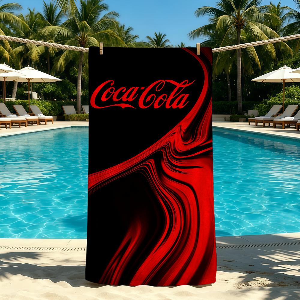 C-Coca-Cola-ES Модное полотенце с логотипом для кемпинга на открытом воздухе Пляжное полотенце Супервпитывающее Быстросохнущее Летнее полотенце