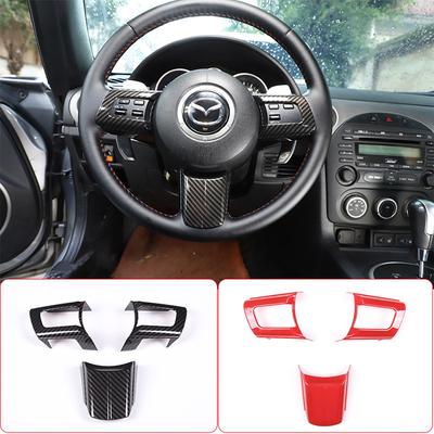Для Mazda MX-5 NC 2009-2014 ABS Углеродное волокно Декоративная рамка кнопок рулевого колеса автомобиля Наклейка Аксессуары для интерьера автомобиля