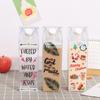 Milk Carton Water Bottle Clear Square Milk Bottles Plastic Leak Proof Cup 1000ml, Reusable Transparent Milk Cardboard Water Bottle