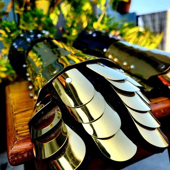 Medieval Gloves Gauntlets Metal Hand Gloves Armor Gloves Golden Gloves Best Gift for Love Once