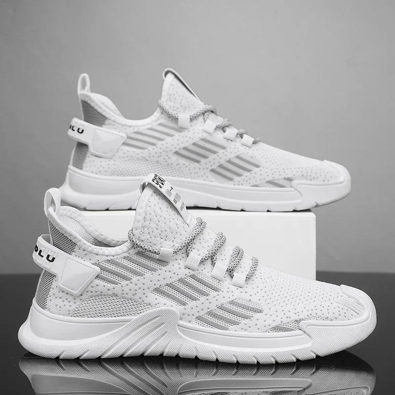 Спортивная обувь для мужчин весна и лето новый стиль дышащая летающая сетка мужская обувь для студентов повседневная беговая обувь для зеленых модных трендовых