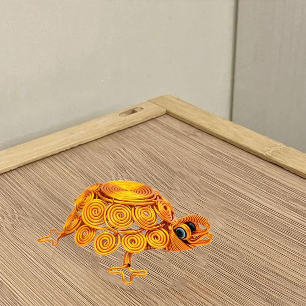 Woven Aluminum Wire Tortoise Figurine Model Turtle Retro Ornaments Desktop Decorative