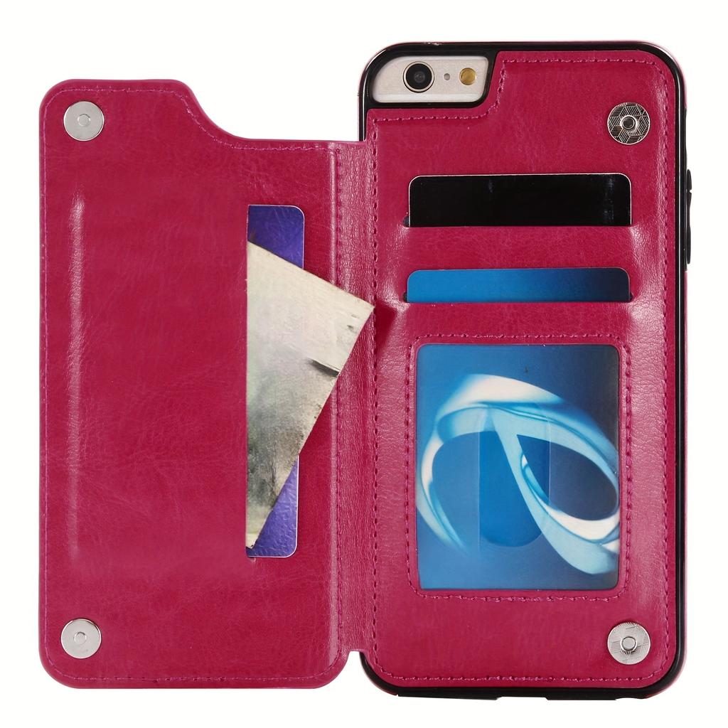 Чехол для телефона-кошелька с держателем для карт, чехол с подставкой для карт из искусственной кожи, двойной магнитной застежкой и прочным противоударным чехлом, для IPhone