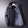 Men's Plus Size Waterproof Windproof Fleece Jacket, Cotton-Padded Outdoor & Customized Workwear with Printed Logo