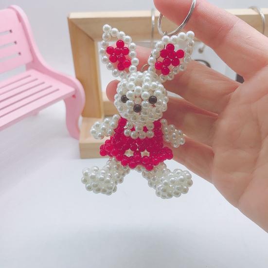Брелок-подвеска в виде медведя и кролика из искусственного жемчуга, ручной работы, плетеный, легкий шарм, брелок для ключей, аксессуар для рюкзака/сумки