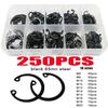 250pcs Assortment Kit Set M8 To M20 304 Stainless Steel Black 65mn Shaft Retaining Hole Clip Snap Ring C Type Internal Circlip