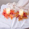 Simulated Maple Leaf Candlestick Decoration Wreath Thanksgiving Day Harvest Festival Halloween Autumn Party Candle Ring Decor