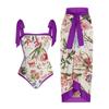 Printed Conservative Meat-covered Slim Gauze Beach Skirt Ladies One-piece Two-piece Swimsuit