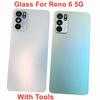 Стекло Gorilla Glass для OPPO Reno 6 5G, жесткая крышка батарейного отсека, задняя крышка, задняя дверная панель + клей для объектива камеры