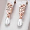 Уникальные серьги-подвески с жемчугом и бабочками цвета розового золота для женщин, блестящие аксессуары с натуральным цирконом, повседневные изящные украшения