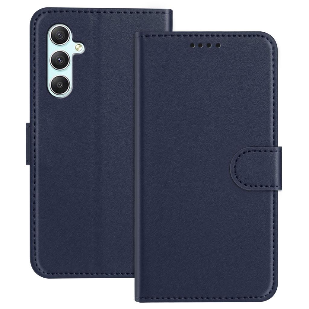 For Samsung Galaxy A34 5G Leather Case Wallet Stand Solid Color Anti Drop Phone Cover