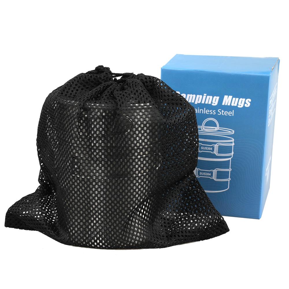 Stainless Steel Cookware Set Camping Cup Outdoor Portable Cooking Pot 2-3 People Camping Cookware