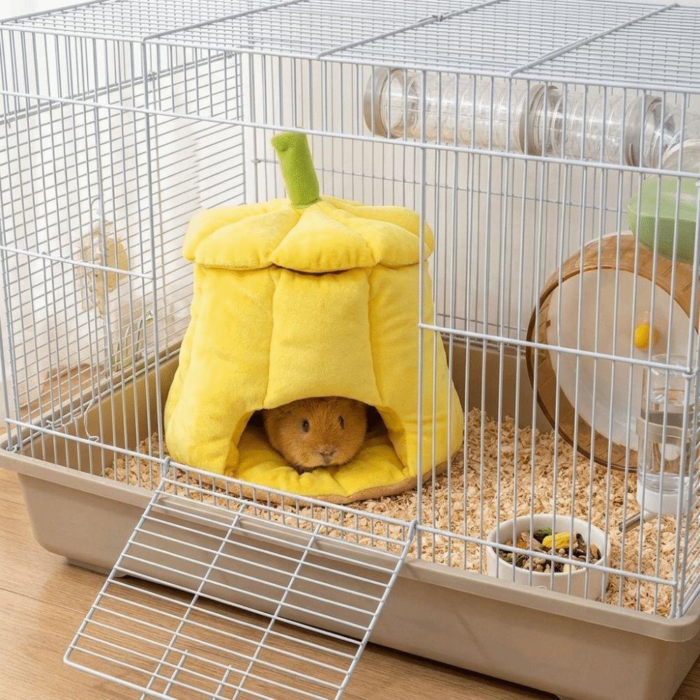 Semi-Enclosed Hamster Sleeping Cave Windproof Guinea Pig Hideout Bed Cage Accessories