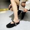 Fashion Vintage Rhindiamonds Soft Bottom Mary Jane Baotou Half Slippers Women 2025 New Spring Wear Lazy Sandals