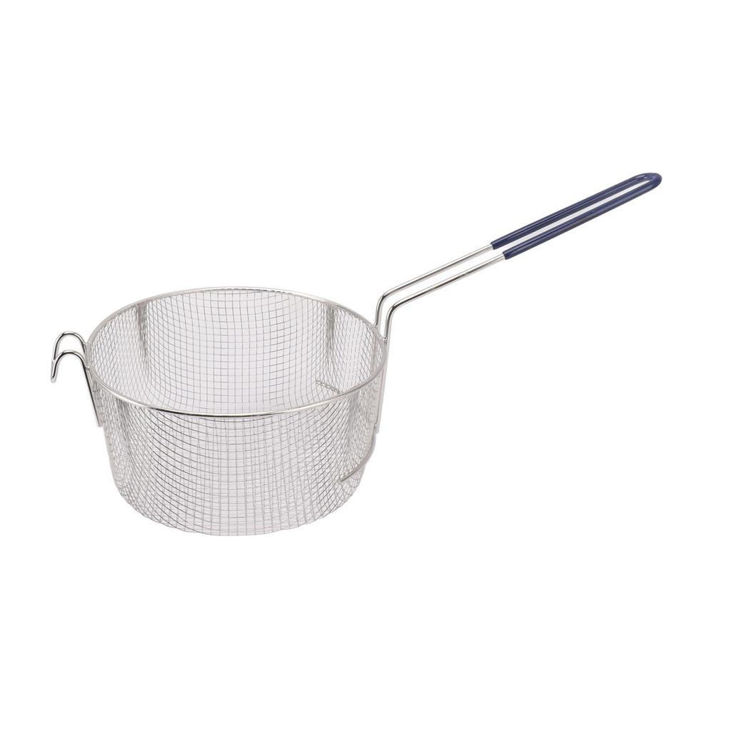 Frying Basket Stainless Steel Long Handle Reusable Rust Resistant Fry Net for Fish Chicken Nuggets Rubber Handle