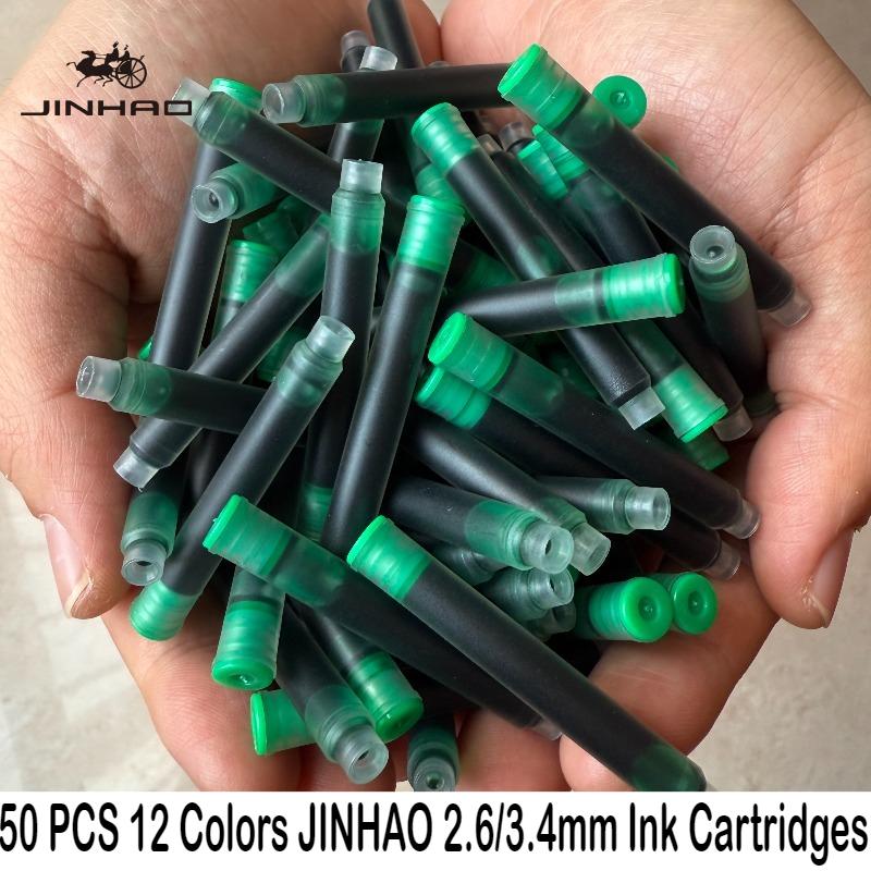 JINHAO 50/12 ШТ. 12 Цветов 2,6 мм/3,4 мм Картриджи для перьевых ручек Чернила Школьные Офисные Принадлежности Канцелярские товары Для Majohn Hongdian
