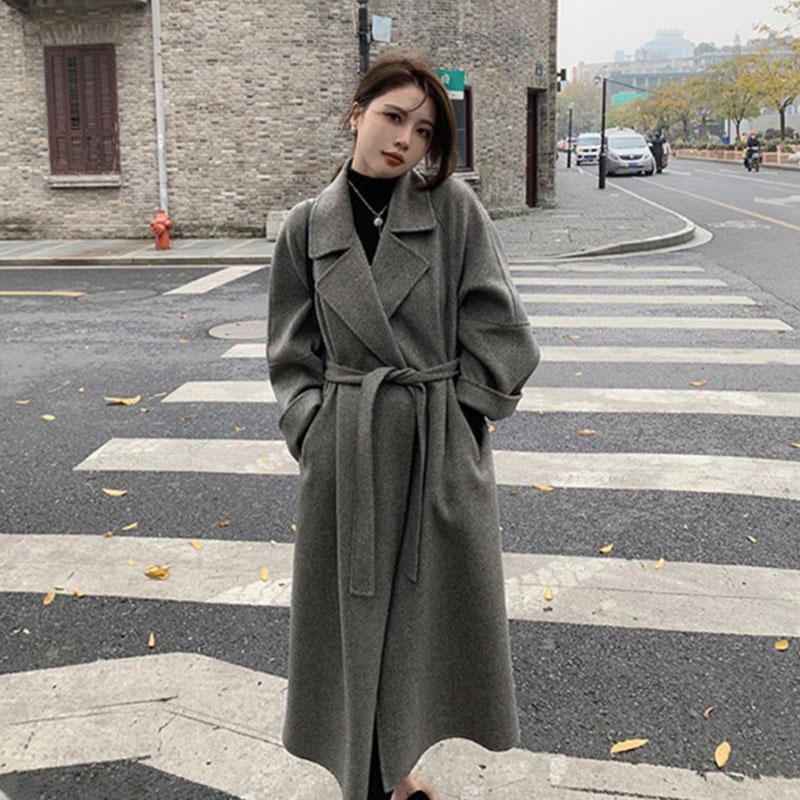 Женское свободное модное кашемировое пальто, осенне-зимний темперамент, утолщенное шерстяное пальто средней длины