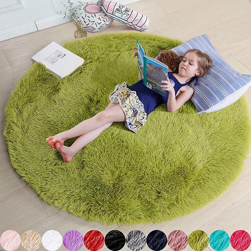 Plush Carpets Fluffy Ultra Soft Indoor Modern Area Rugs Living Room Play Mats Fluffy Round Rugs For Girls Bedroom