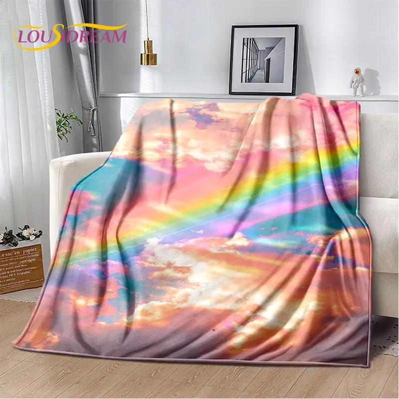 Мягкое плюшевое одеяло с радужной цветной иллюзией, фланелевое одеяло, одеяло для гостиной, спальни, кровати, дивана, чехол для пикника