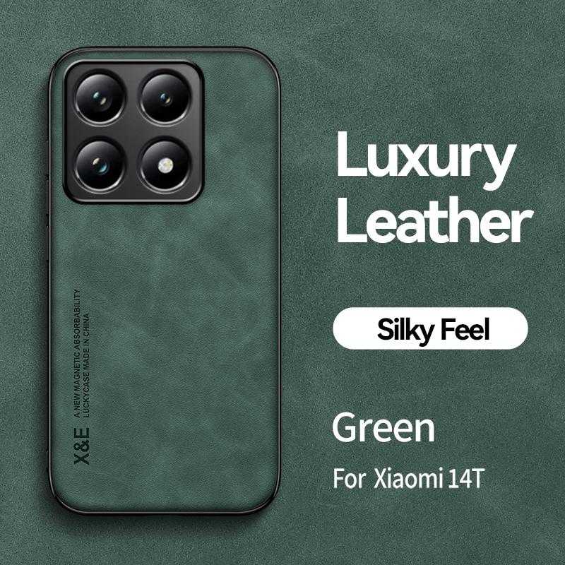 KEYSION Luxury Retro Leather Case for Xiaomi 14T Pro 5G 14T 5G Soft Silicone+PC Shockproof Phone Back Cover for Redmi K70 Ultra